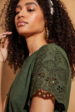 Womensecret Short-sleeved embroidered tunic with belt green