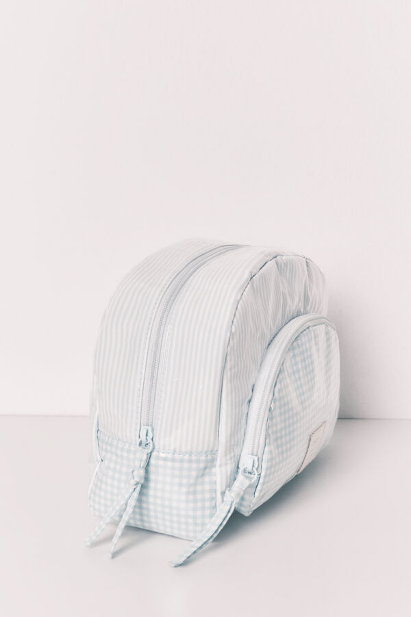 Women'secret Green quilted plaid and striped vanity case green