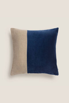 Womensecret Funda cojín lino algodón terciopelo 45x45cm. azul