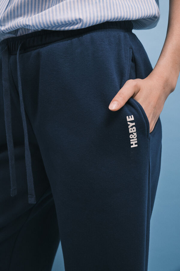 HI&BYE Blue fleece long trousers blue