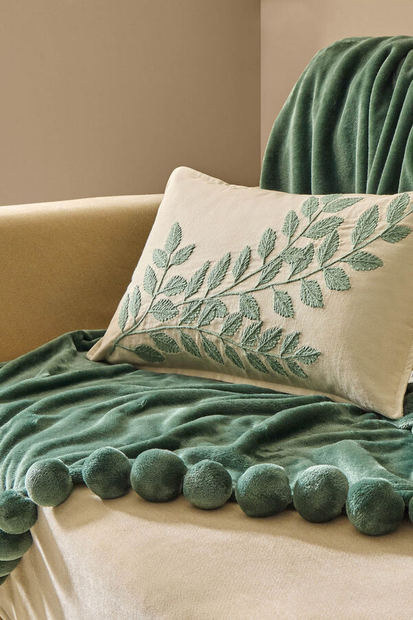 Textura Manta polar pompons verde