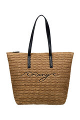 Roxy Bolso rafia playa asas y texto beige