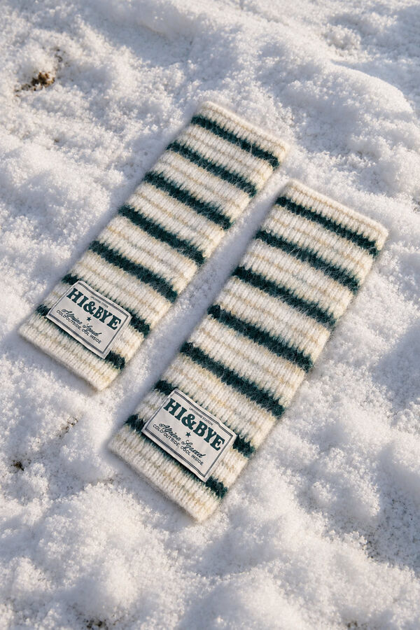 HI&BYE Gants mitaines &agrave; rayures vertes vert
