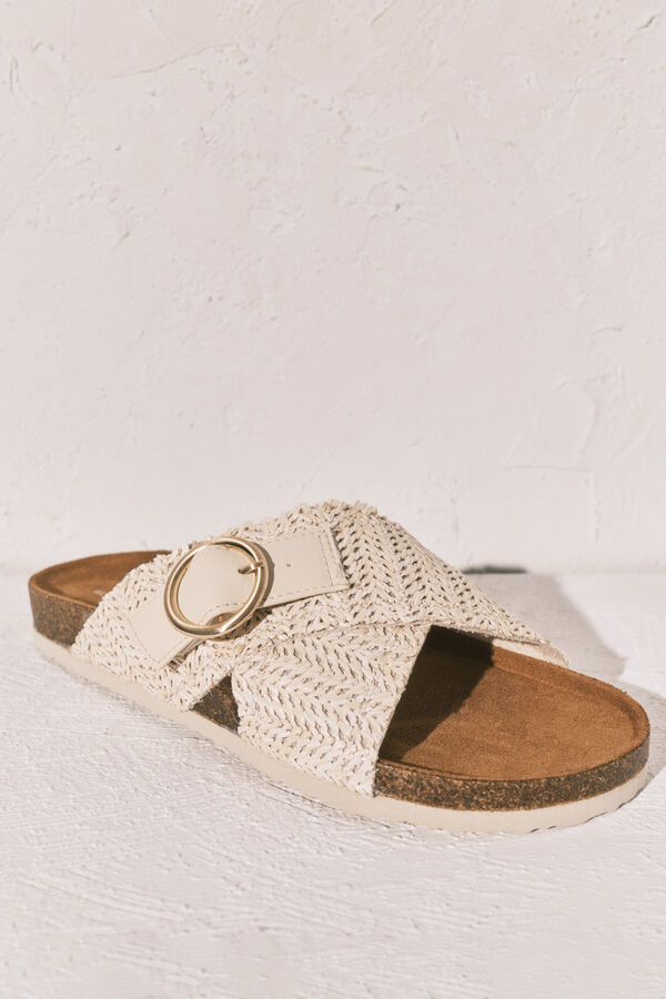 Women'secret White crossed straps bio sandals nude