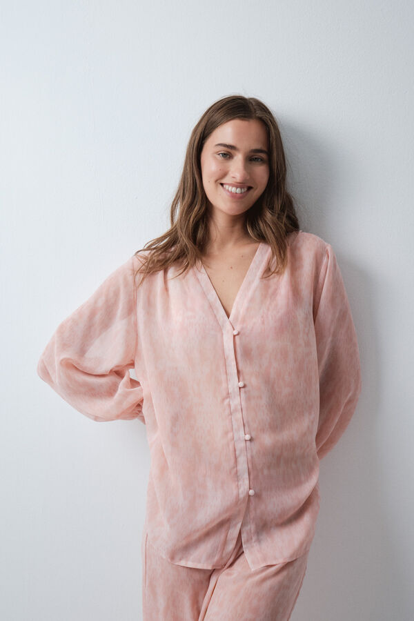 Women'secret Pijama largo pantal&oacute;n abullonado naranja