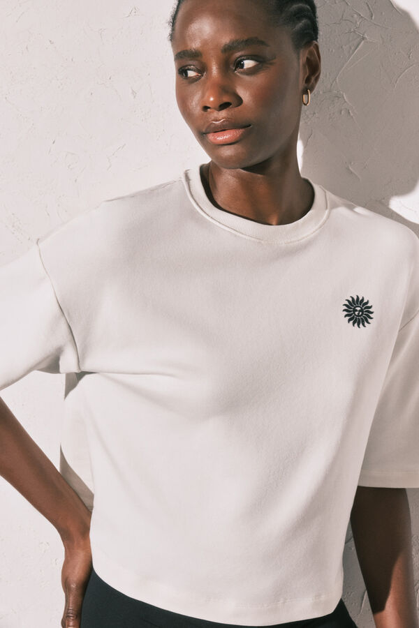 Women'secret T-shirt imprim&eacute; "Club del Mar" en molleton blanc beige