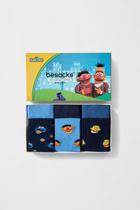 Besocks Pacote de 3 pares de meias Besocks de algodão orgânico SESAME STREET