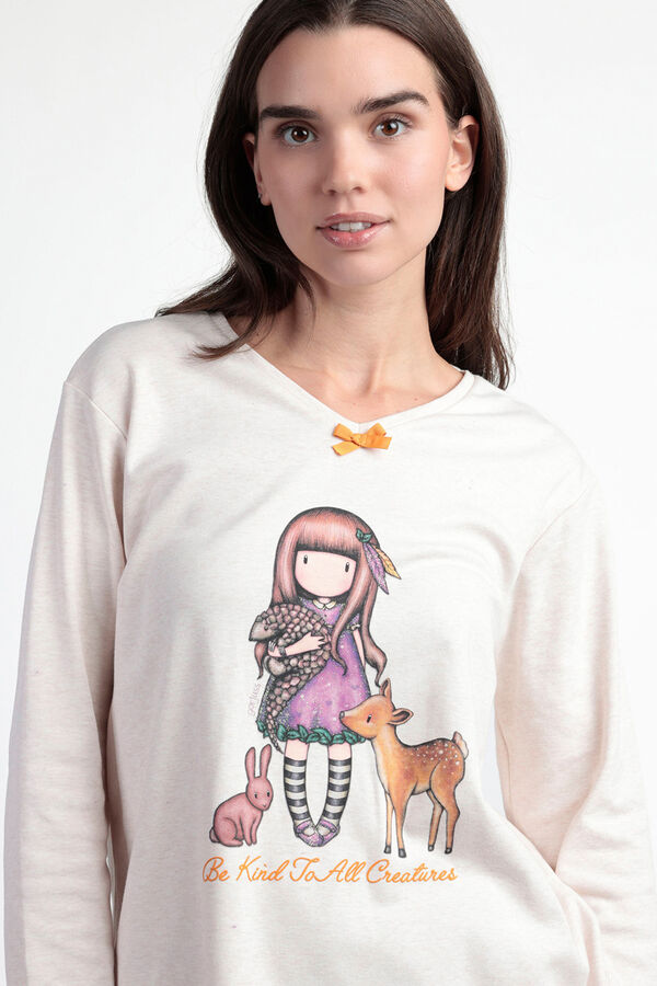 Admas Pijama xadrez Be Kind To All Creatures SANTORO GORJUSS bege