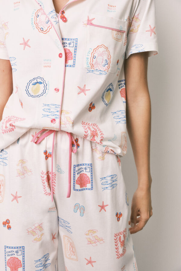 Women'secret Multicoloured print white classic long pyjamas white
