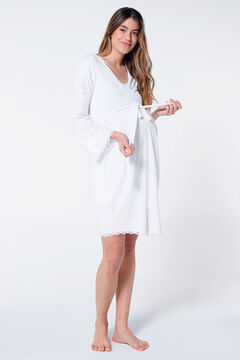 Womensecret Maternity robe with lace on bottom white