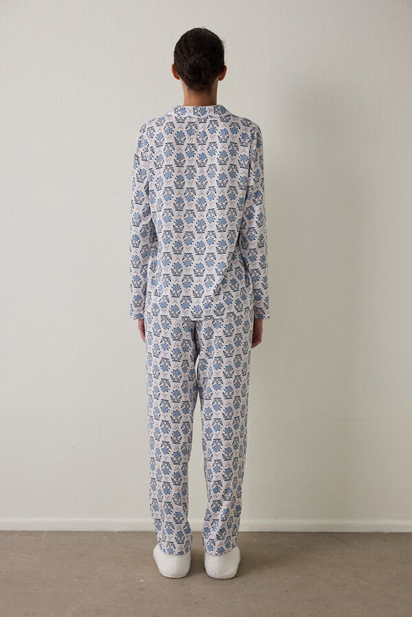 Penti Conjunto de pijama de manga larga con estampado de flores azules azul