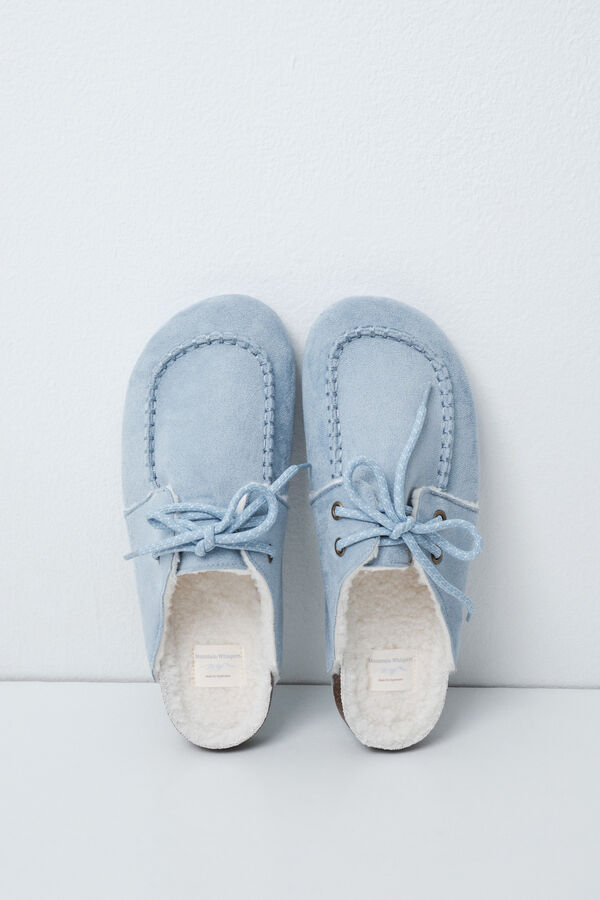 Women'secret Blue lined loafer slippers blue