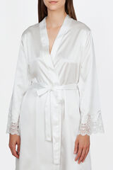 Ivette Bridal women's short white satiny robe, Pyjamas and Loungewear