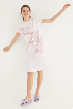 Womensecret Pink 100% cotton Care Bears midi nightgown pink