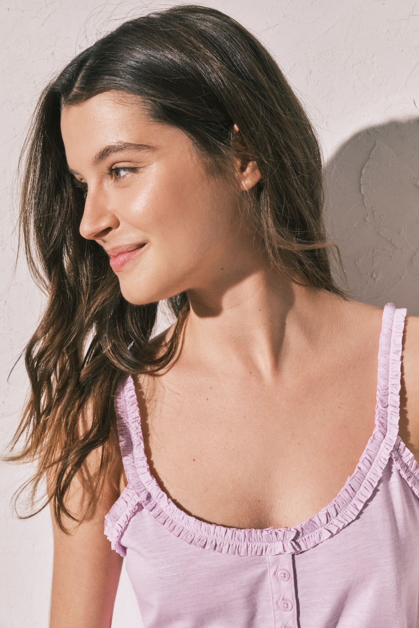 Women'secret T-shirt bretelles &agrave; volants en coton rose