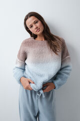 Women'secret Pyjama long en peau de mouton et polaire d&eacute;grad&eacute; bleu
