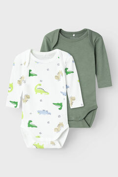 Womensecret Pacote de macacões de dinossauro para bebê menino verde