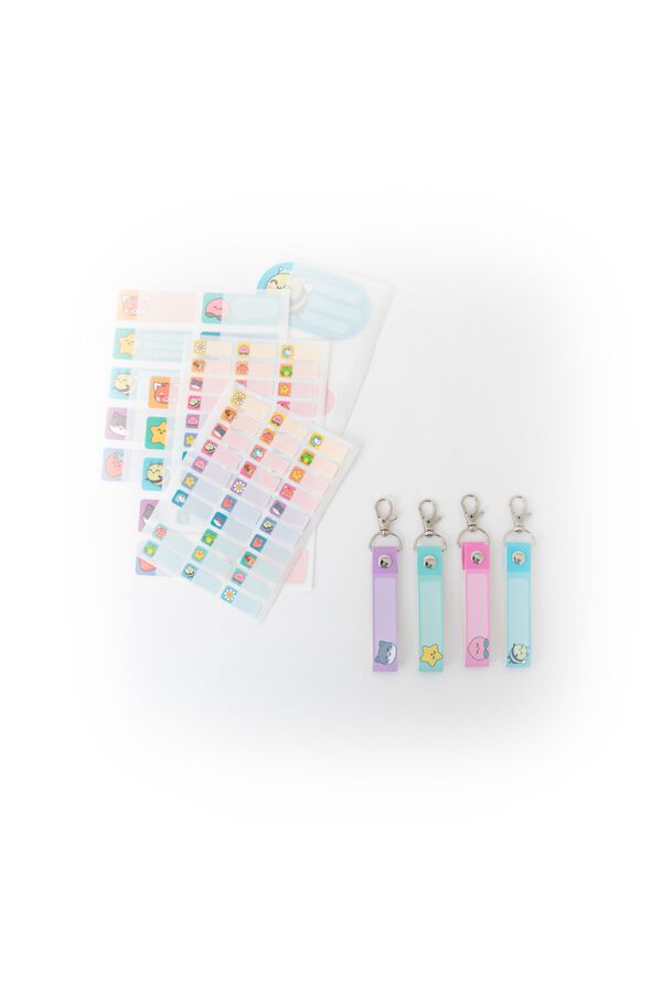 Mr. Wonderful School customisation set: Stickers and lanyards - Bee, peach, cat and star. printed