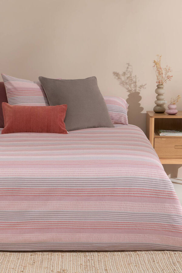 Womensecret Textured striped duvet cover. For an 80-90 cm bed. pink