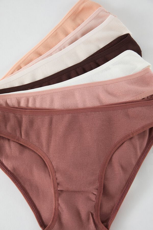 Trendyol Pack of 7 classic ribbed panties printed