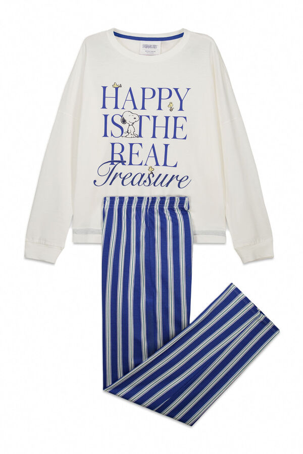 Women'secret Pamučna duga pidžama Snoopy Happy Bež