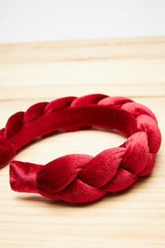 Womensecret Red checked velvet headband burgundy
