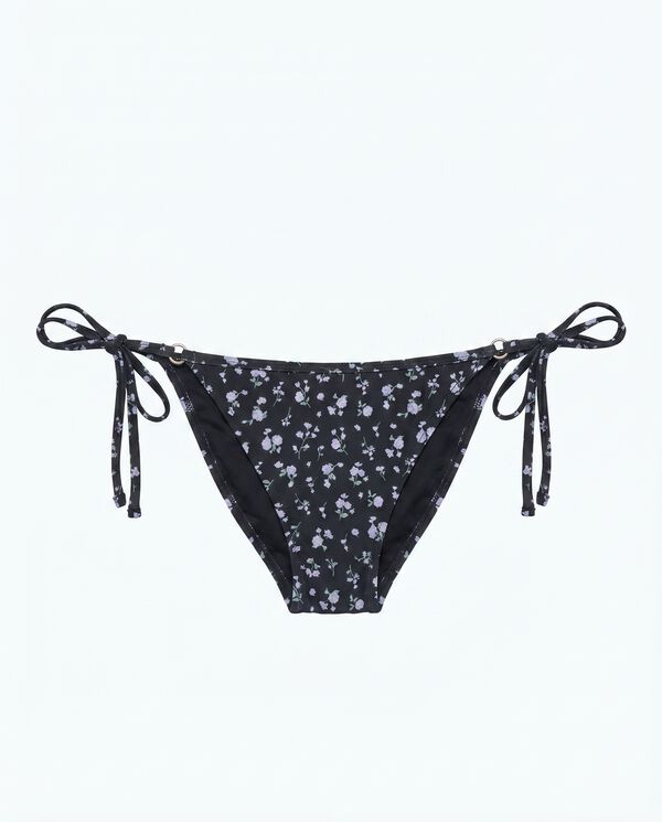 Women'secret Blue mini floral print classic bikini bottoms with straps black