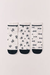 Women'secret Pack 3 meias curtas estampadas marinhas azul estampado