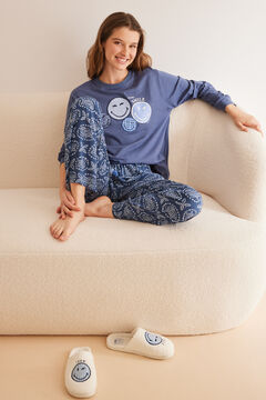 Womensecret Sweat-shirt 100 % coton bleu SmileyWorld ® bleu