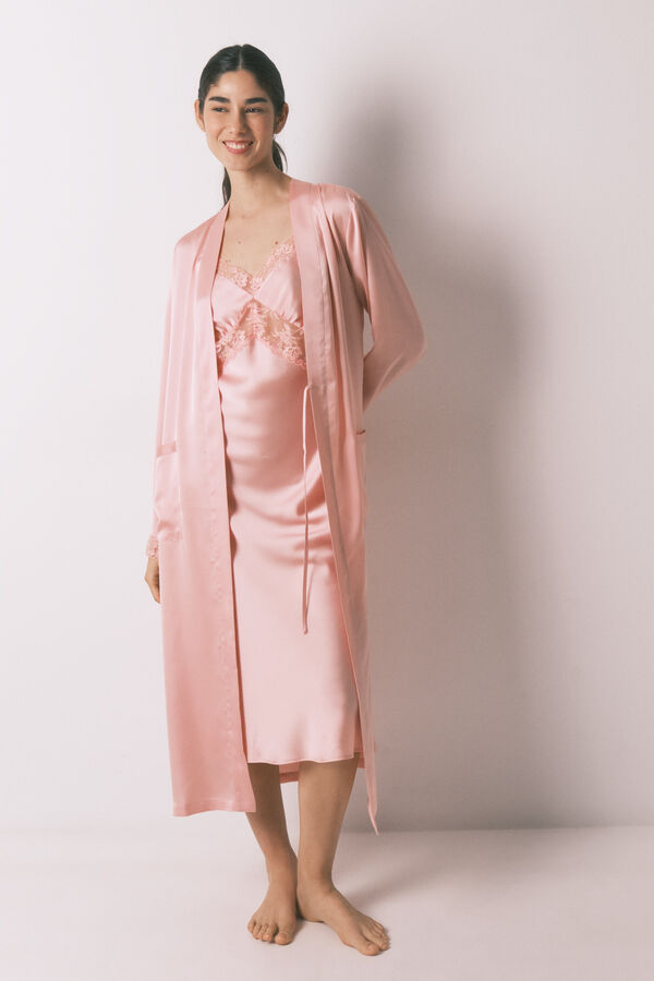Women'secret Pink satin midi robe pink