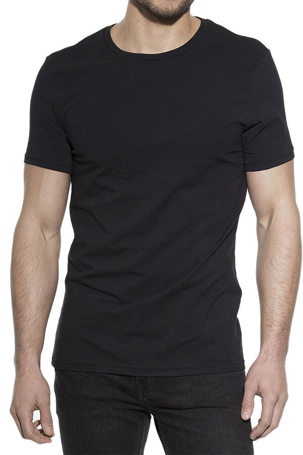 Bread & Boxers Pack 2 camisetas el&aacute;sticas cuello caja algod&oacute;n org&aacute;nico negras negro