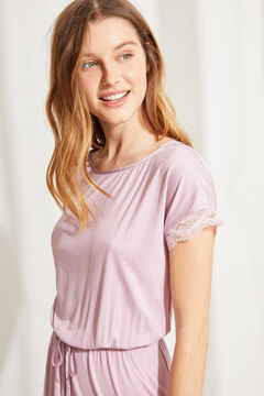 Womensecret Pink super soft satin short-sleeved midi nightgown pink