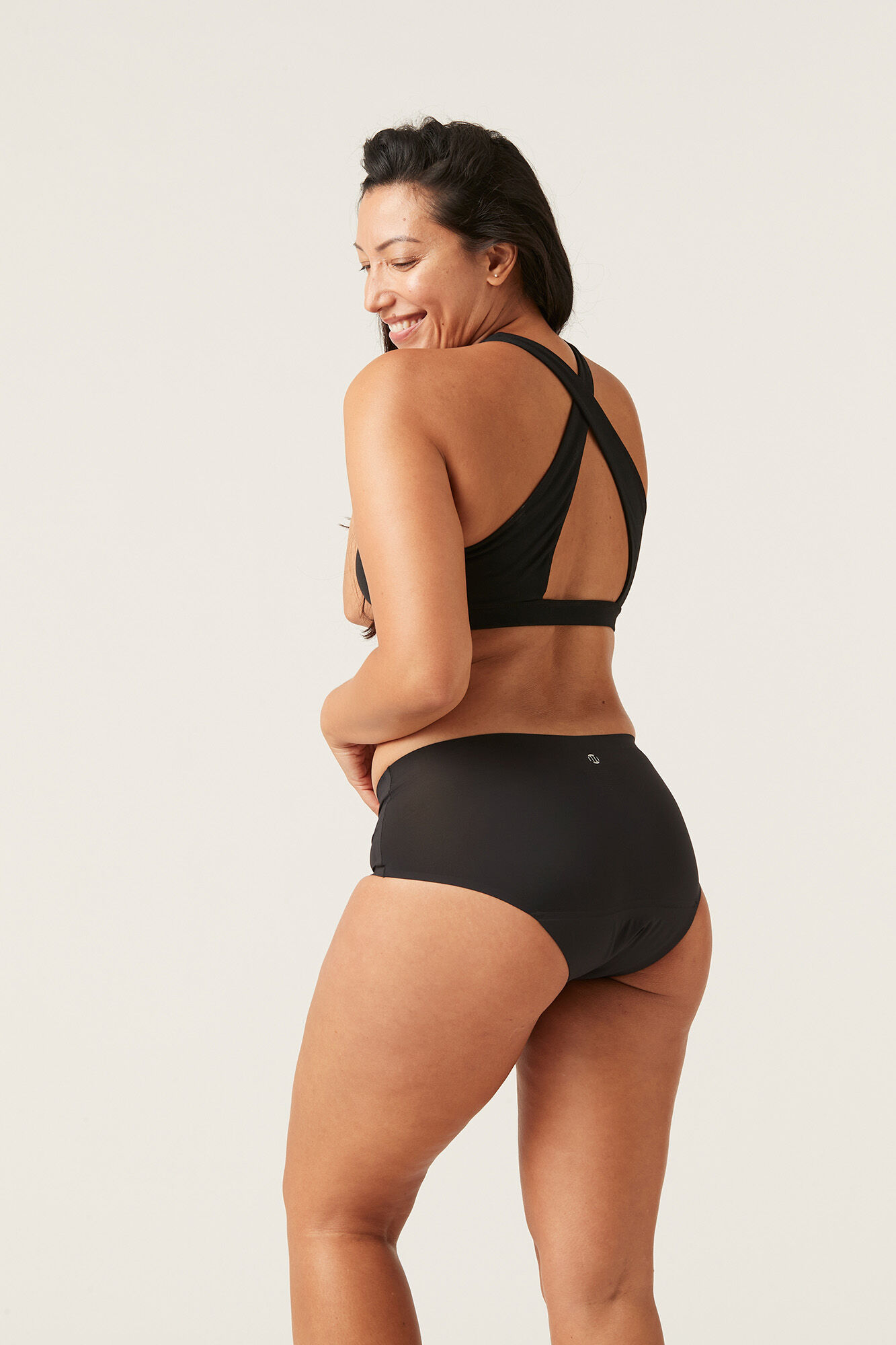 Modibodi Black recycled nylon seamless boyleg period panty moderate heavy absorbency