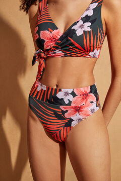 Womensecret Classic floral print bikini bottoms, medium to high waist green