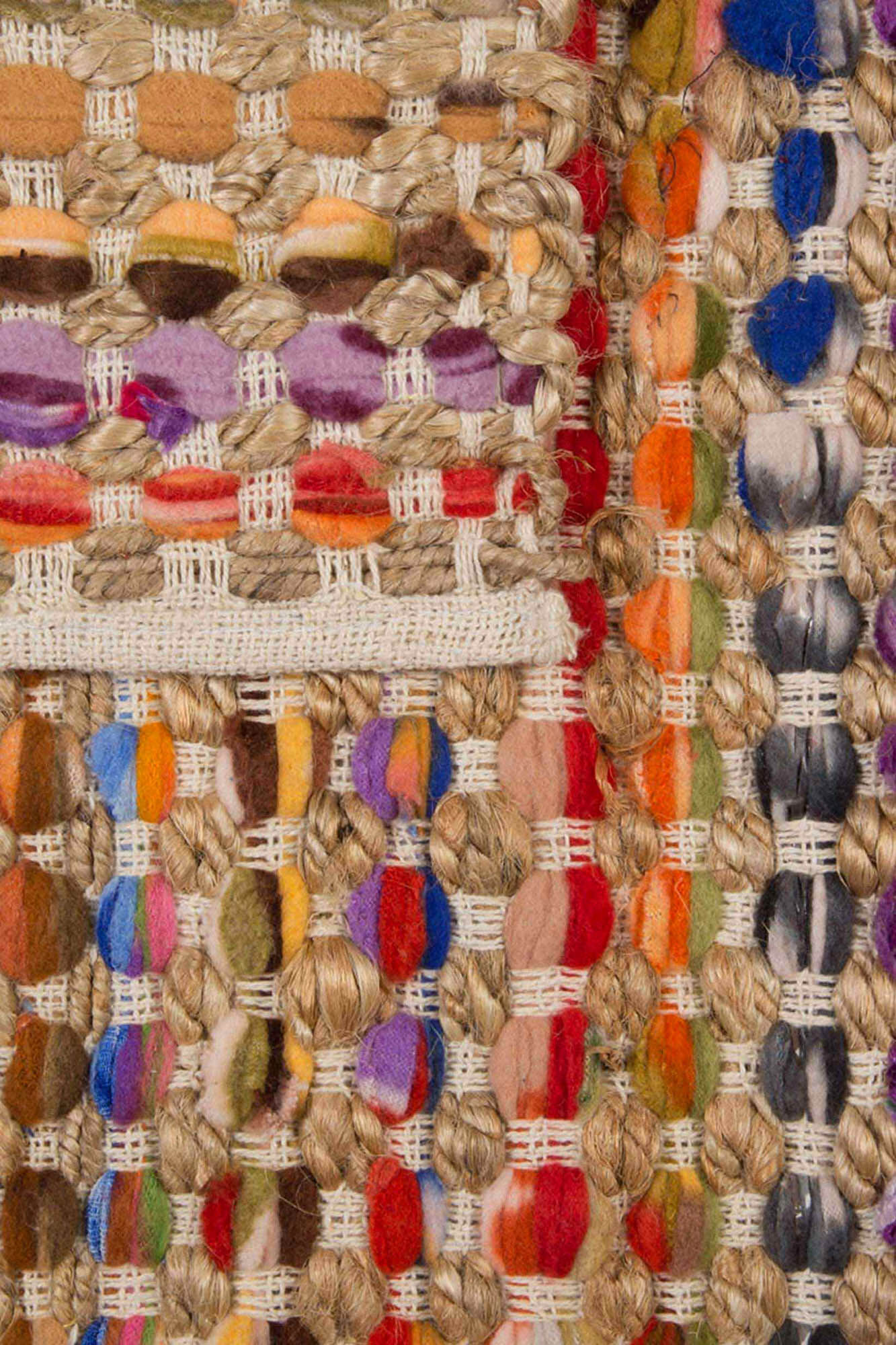 Calma House Felpudo de yute y tela multicolor Cando