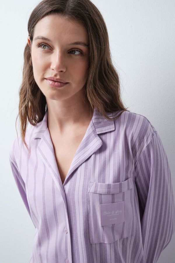 Women'secret Lilac striped classic pyjamas pink