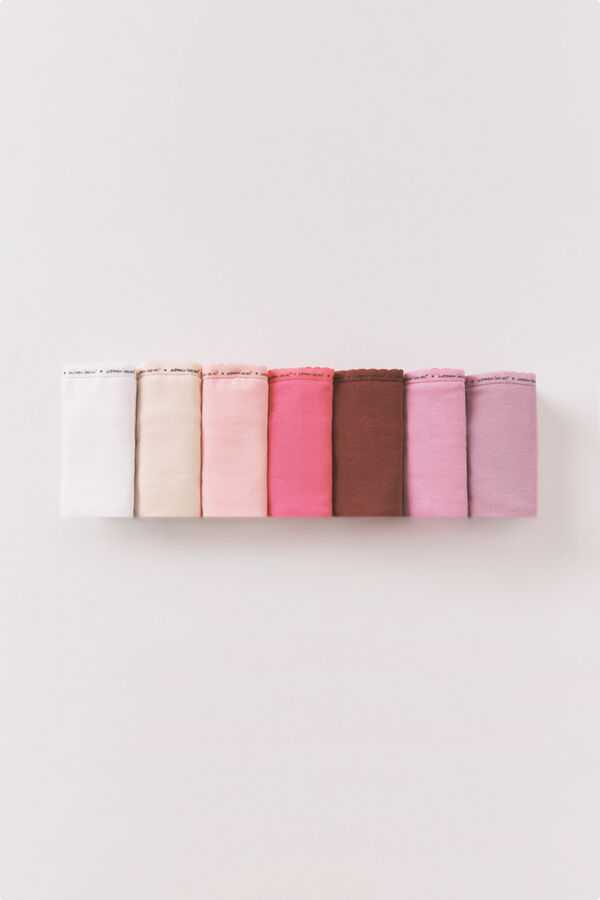 Women'secret Pink cotton 7-pack thongs white