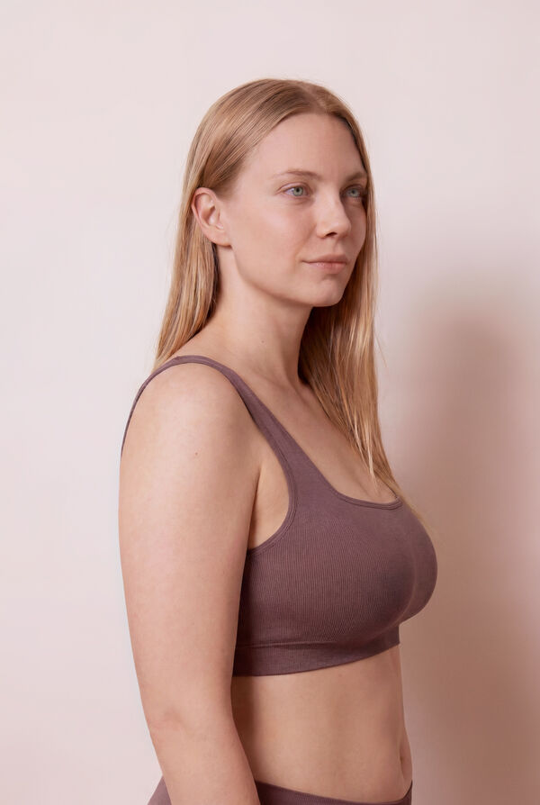 Women'secret Purple seamless ribbed long top pink