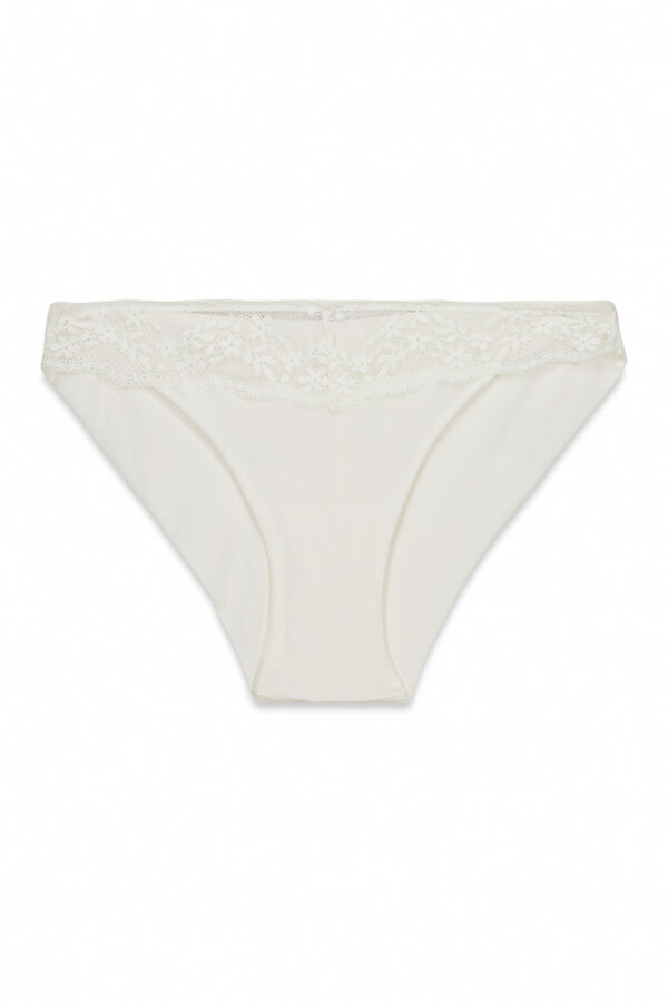 Women'secret White modal and lace classic panty nude