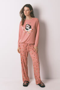 Women'secret Long pyjamas pink fleece "La Catrina" 