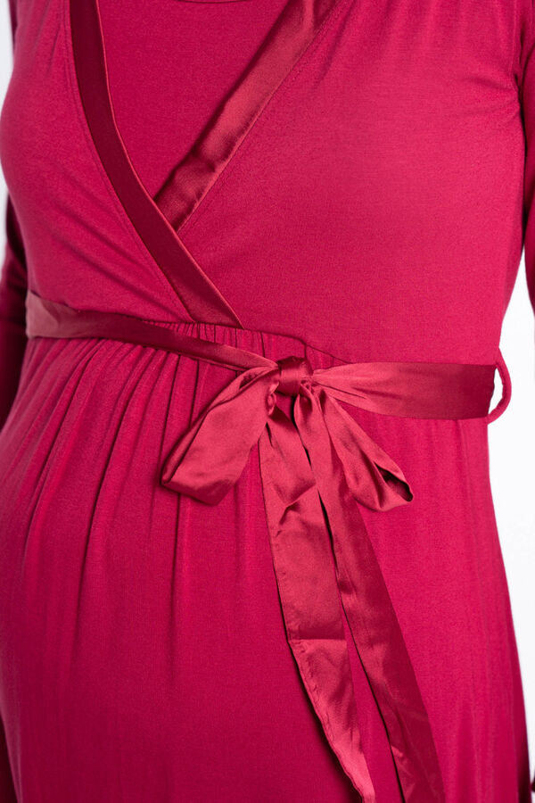 Ohma! Breastfeeding nightgown with satin ribbon red