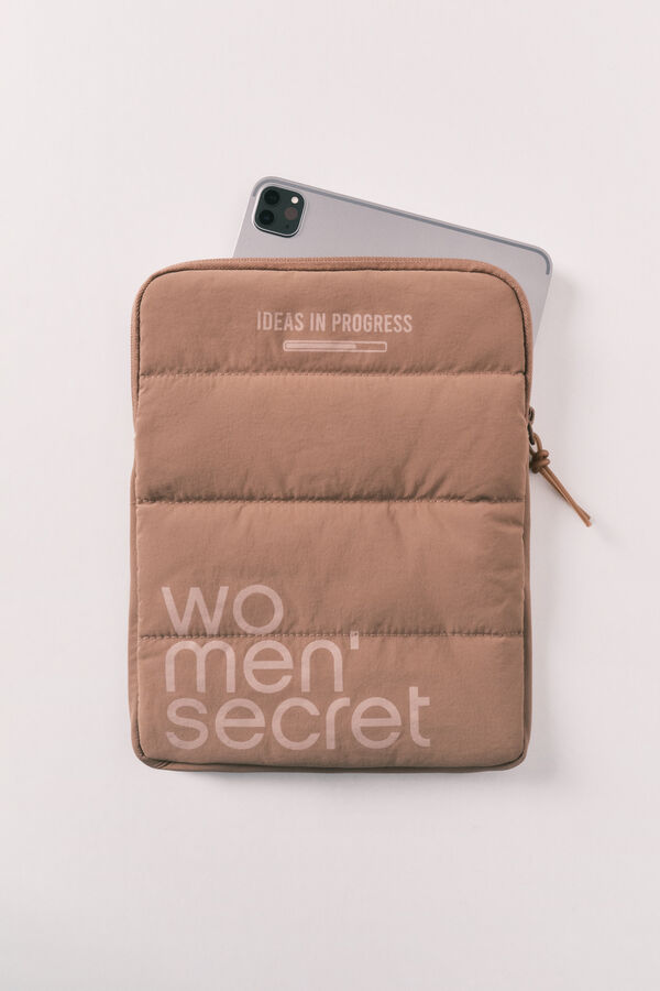 Women'secret Brown puffer logo tablet case nude