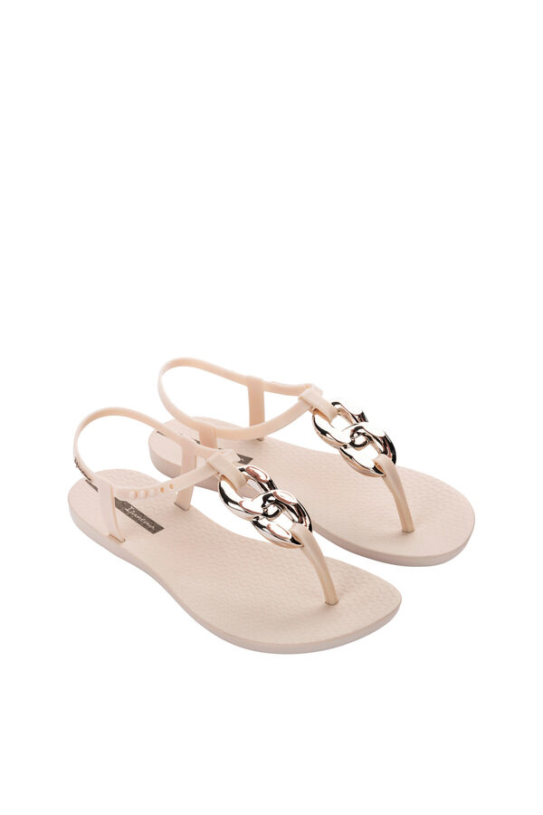 Ipanema Sandalia tira en T con cadena beige