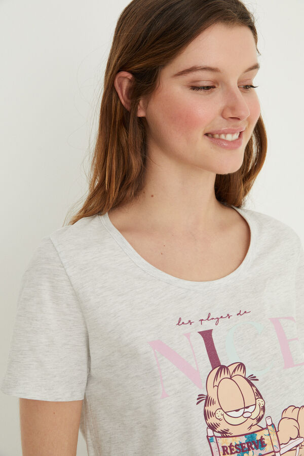 Womensecret Long cotton pyjamas with floral Garfield print Siva