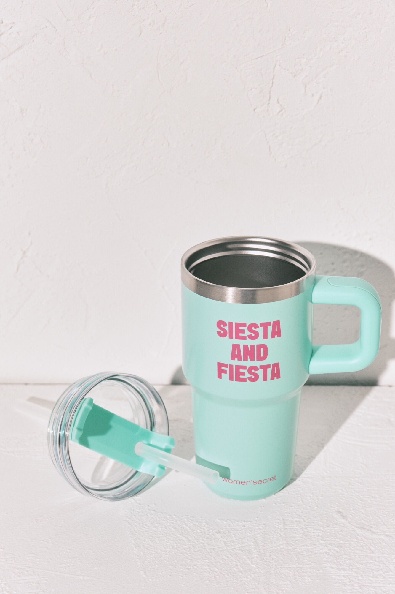 Women'secret Botella acero inoxidable asa verde