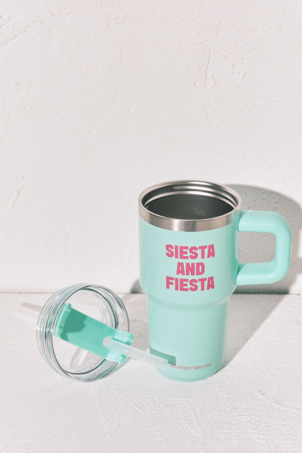 Women'secret Bouteille en acier inoxydable anse verte vert