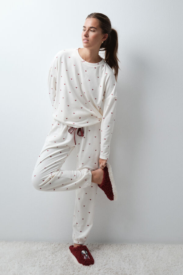 Women'secret Heart print long pyjamas white
