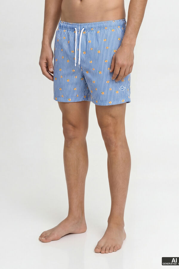 Jack & Jones Striped logo print swimwear blue
