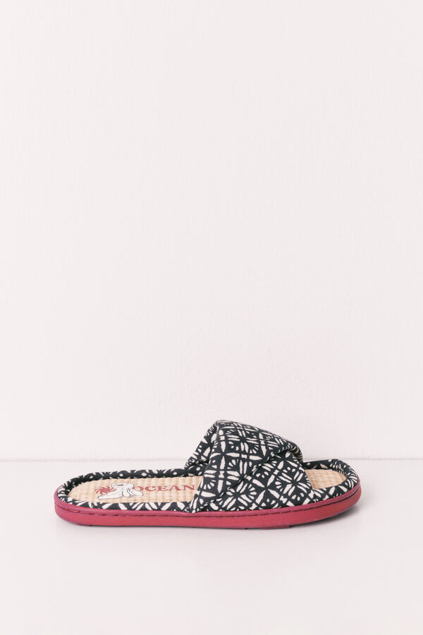 Women'secret Ethnic print cross-strap slippers grey