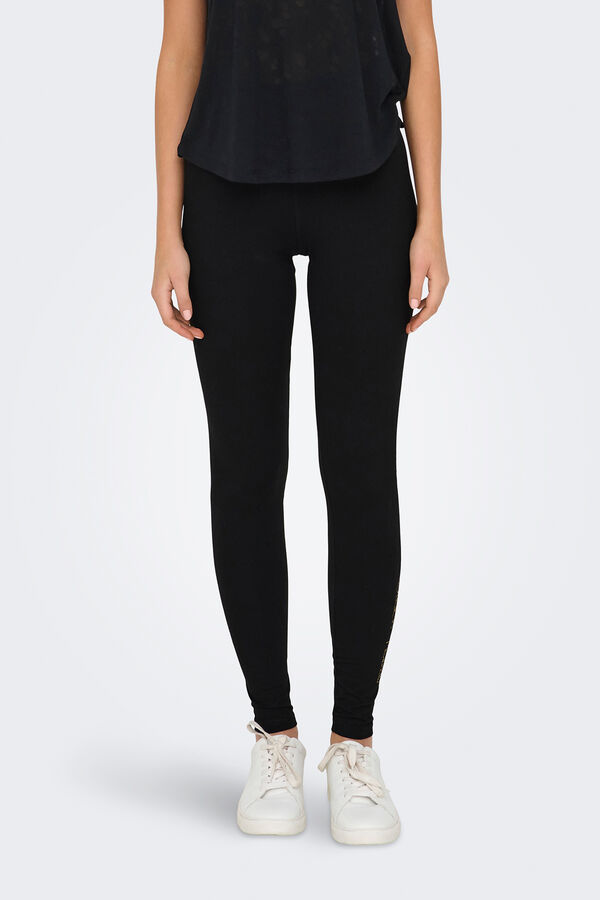 Only Play Leggings tobilleros de algod&oacute;n org&aacute;nico, detalle logo negro
